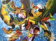 Canival Feathers 24in x 32in  Acrylic on canvas